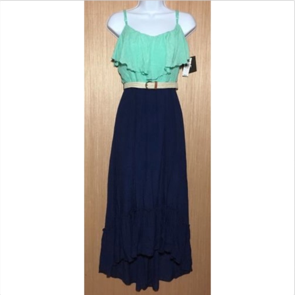 Iz Byer Dresses & Skirts - IZ Byer Color Block Maxi Dress Hi Low Hem  Size M